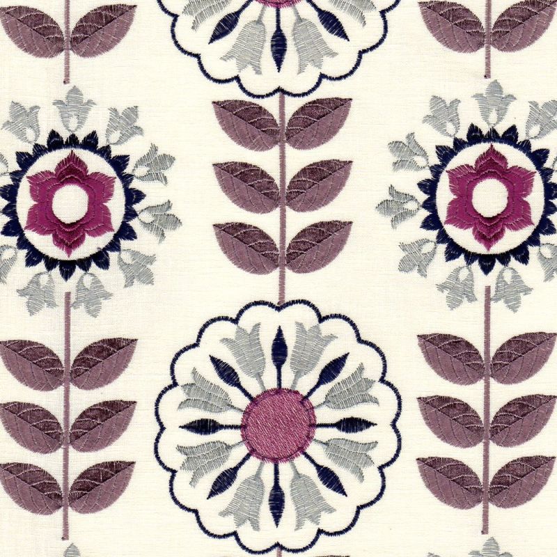 Loneto B Sand Floral Embroidered Drapery Fabric
