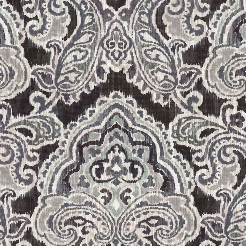 Waverly Artesanias Ikat Graphite 681431 Paisley Print Upholstery