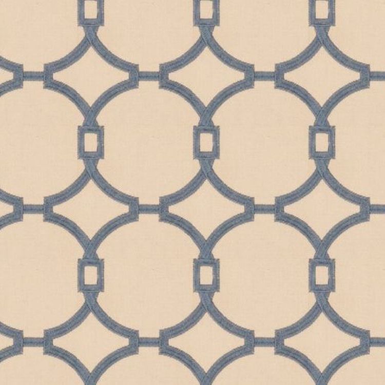 Trend 03186 Vy Cobalt Lattice Embroidered Drapery Fabric